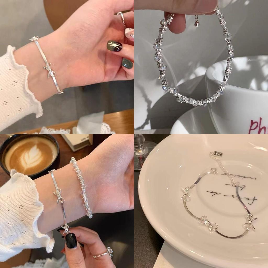 And Chic Modern Silver Bow Knot Bracelet For Women Minimalist Highend Geometric Jewelry