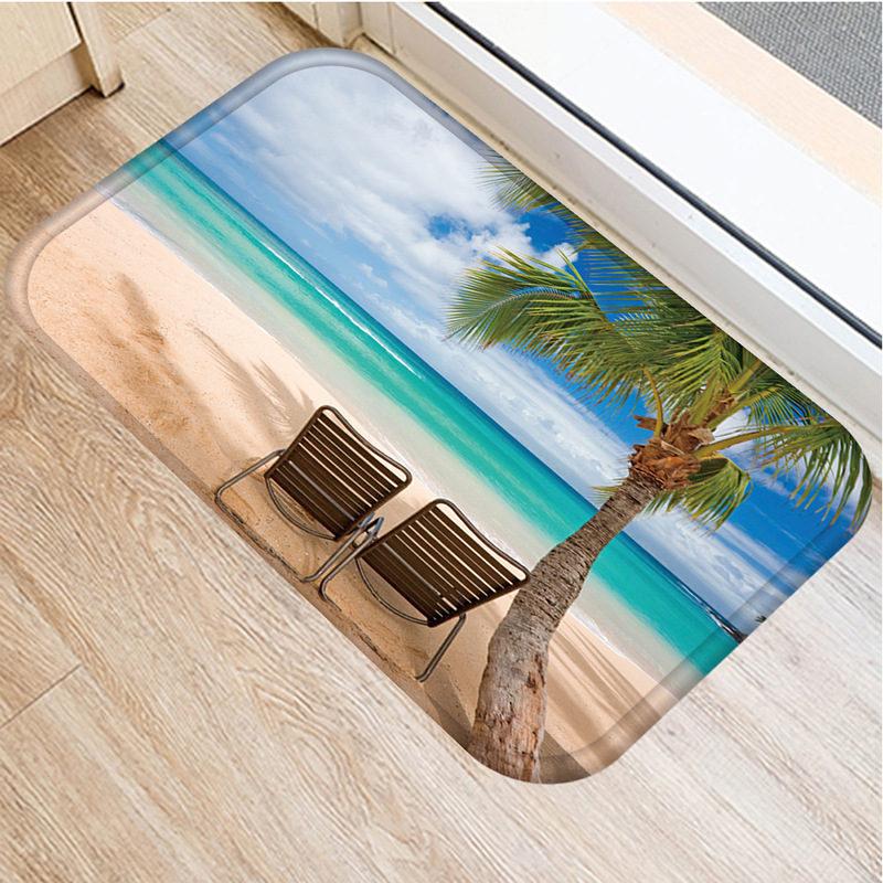 

Дверной коврик для улицы, кухни, гостиной, напольный коврик, коврик с пляжным пейзажем, нескользящий замшевый коврик 40x60cm