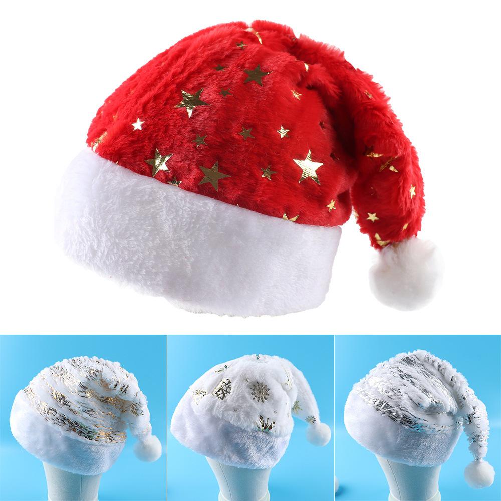 Popular Plush Christmas Hat with Stars & Snowflakes – Imitation Rabbit Fur for Adults & Kids