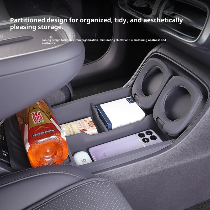 For Leapmotor B10 Armrest Center Console Lower Storage Box Double-Layer Organizer Box Silicone Pad Car Modification Interior