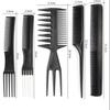 10pcs/lot Black Makeup Comb Set Styling Hairdressing Comb Barber