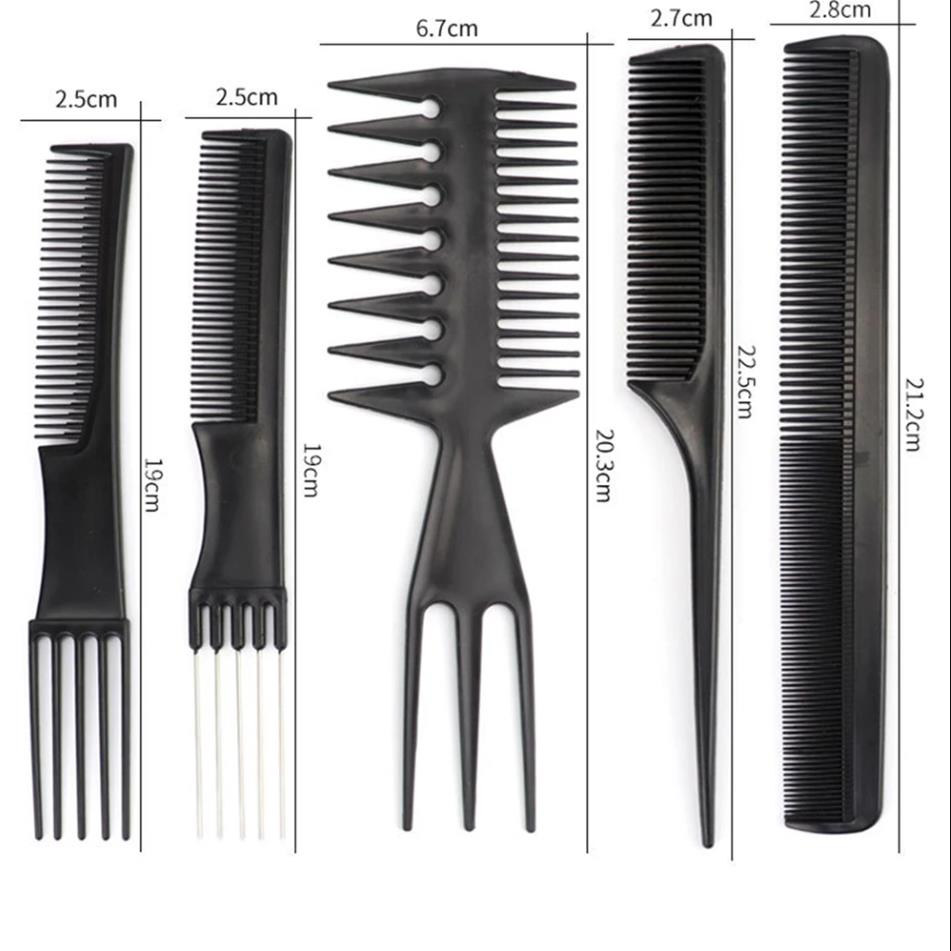 10pcs/lot Black Makeup Comb Set Styling Hairdressing Comb Barber