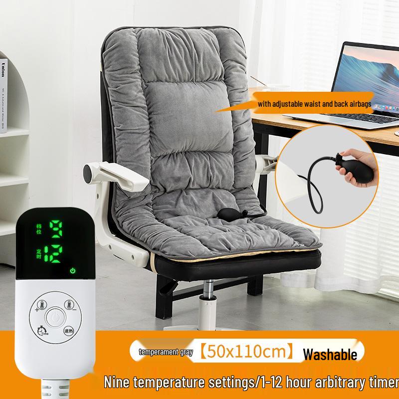 Heated Office Chair Cushion with Backrest - Electric Warming Pad for Autumn and Winter