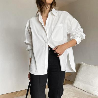 Turn-down Collar Loose White Shirt Women Casual Tops Fashion Elegant Long Sleeve Blouses Women Office Lady Buttons Shirts 28679