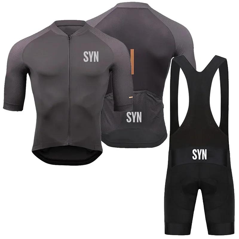 Conjunto de maillot de ciclismo SYN anti-UV para hombre, transpirable, para carreras, deporte, MTB, ropa de verano