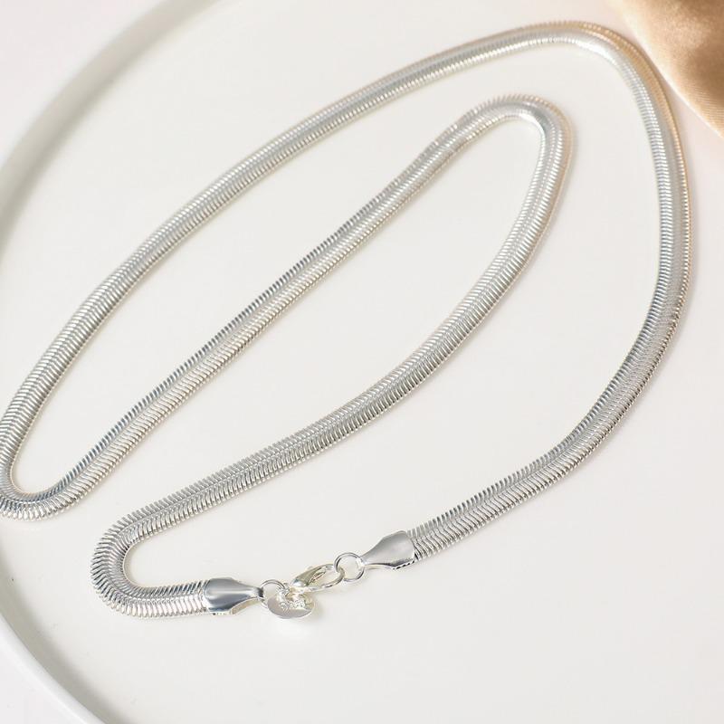 16/18/20/22/24 Inch 6MM Flat Snake Bone Chain Necklace Women Men Wedding Fashion Jewelry Charm Gifts