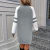 Women's Elegant Color Block Printed Neck Sweatshirt Dress for Casual Daily Wear