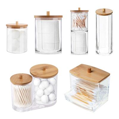 Make-up-Wattepad-Organizer, Aufbewahrungsbox für Wattestäbchenbehälter mit Bambusdeckel