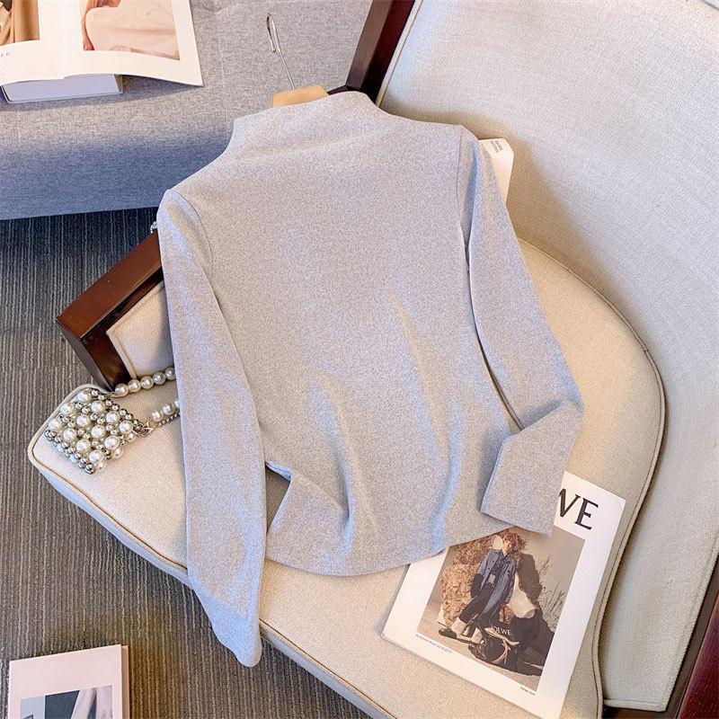 Women s Double-Sided Plush High-Neck Base Layer Shirt - Slim Fit Long Sleeve Warm T-Shirt for Autumn and Winter L