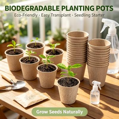 10 Stück 6/8cm Pflanzenzuchttopf Papier Anzuchttasse Anzuchttöpfe Gartenblumentöpfe Kräuter Gemüse Set Biologisch abbaubare Hausgartenwerkzeuge