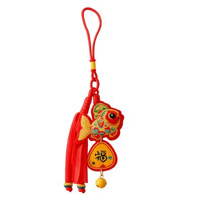 Gourd Chinese New Year Decoration Traditional Ball Lunar New Year Ornament Red with Bells Blessing Wind Chime Car Decoration