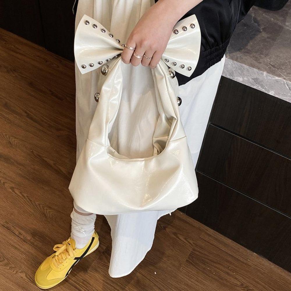 Simple Niche French Foreign Style Bag Bow Women's Bag, Shoulder Handbag Zipper Bag, Fashion Personality Women's Bag