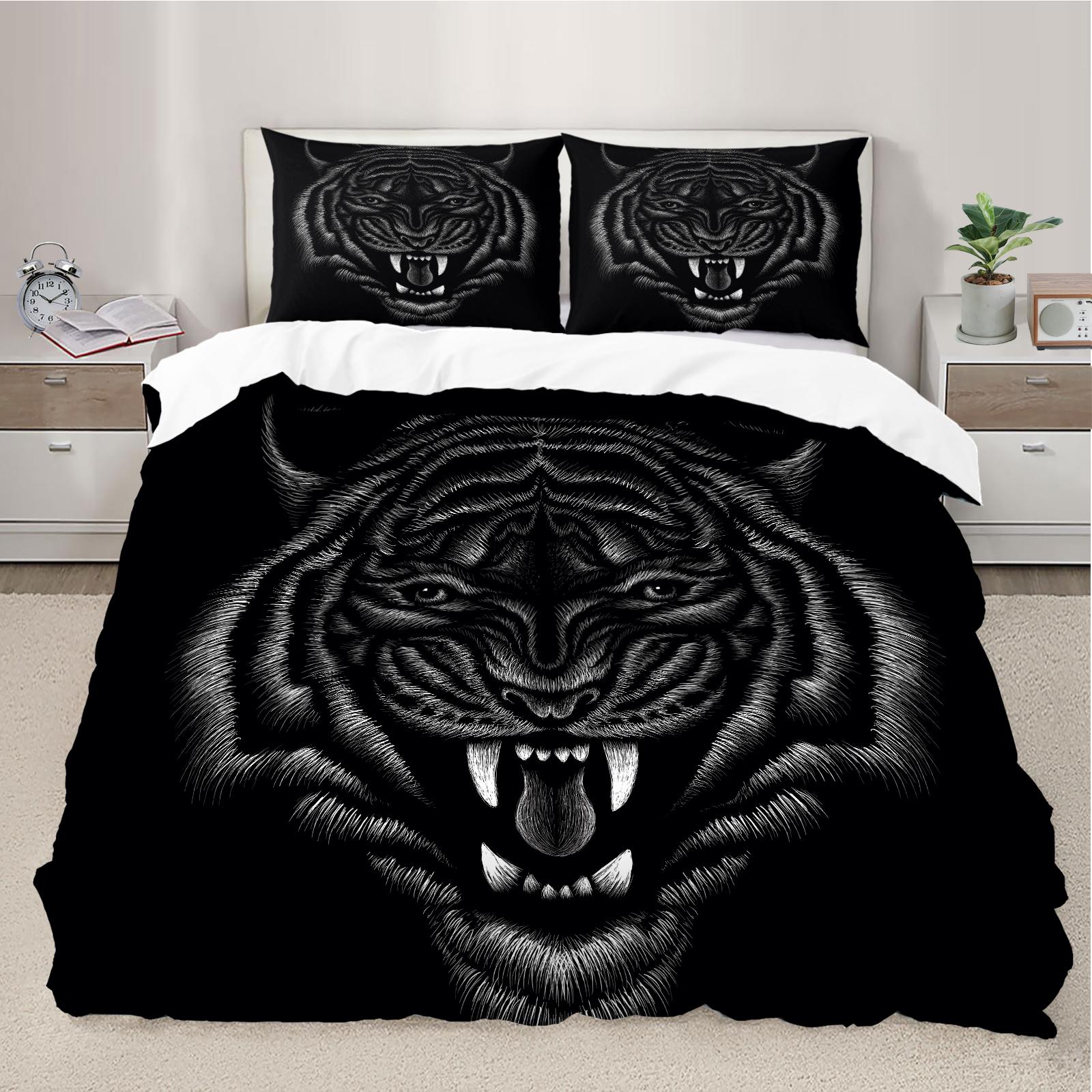 

Tiger Print Duvet Cover Bedding Set Without Filler Soft and Comfortable for Bedroom and Guest Room All Seasons UK-Single(135x200cm)&set