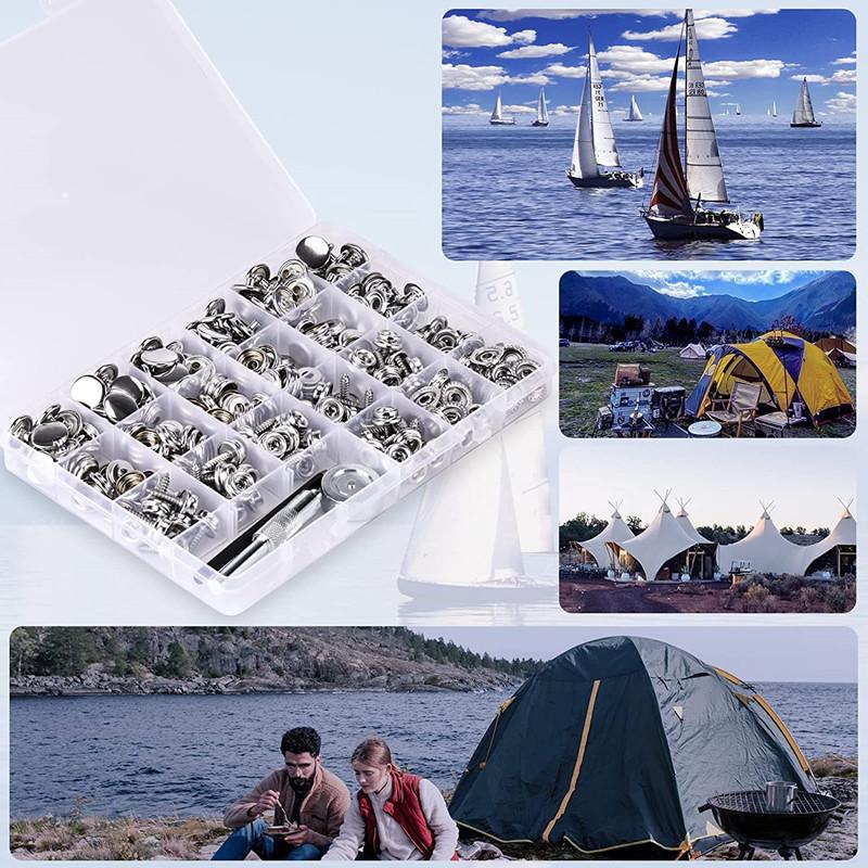 270/150Pieces Stainless Steel Marine Grade Canvas and Upholstery Boat Cover Snap Button Fastener Kit with Setting Tool