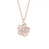 Women Minimalist Fashion Rotatable Jasmine Pendant Hollow Clavicle Chain Necklace