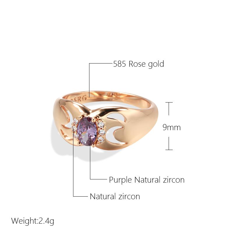 New Fashion Rings For Women  Rose Gold With Micro Wax Inlay Oval Purple Natural Zircon Bridal Ring Wedding Jewelry