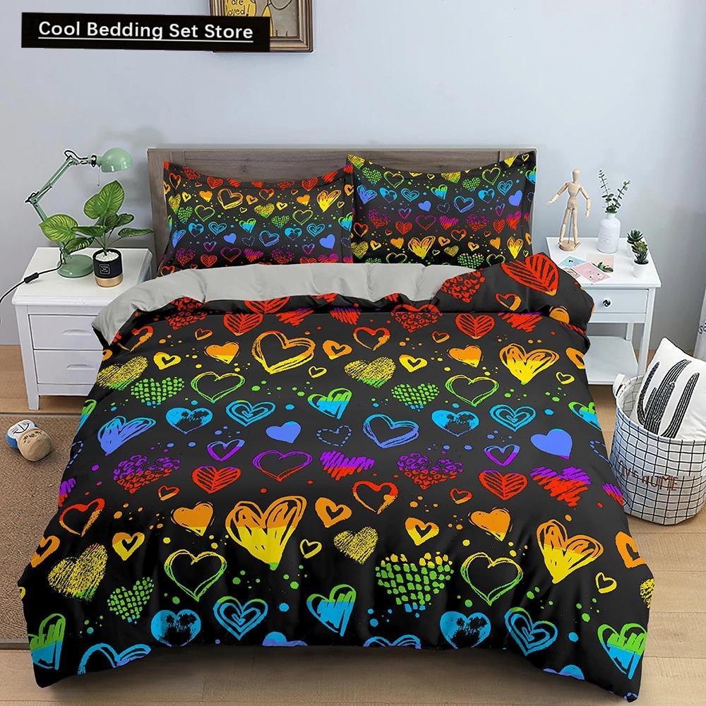 Geometric Printed Bedding Set Colorful Stripe Duvet Cover For Kids Children Quilt Cover 2/3Pcs Microfiber Fabric Home Textile