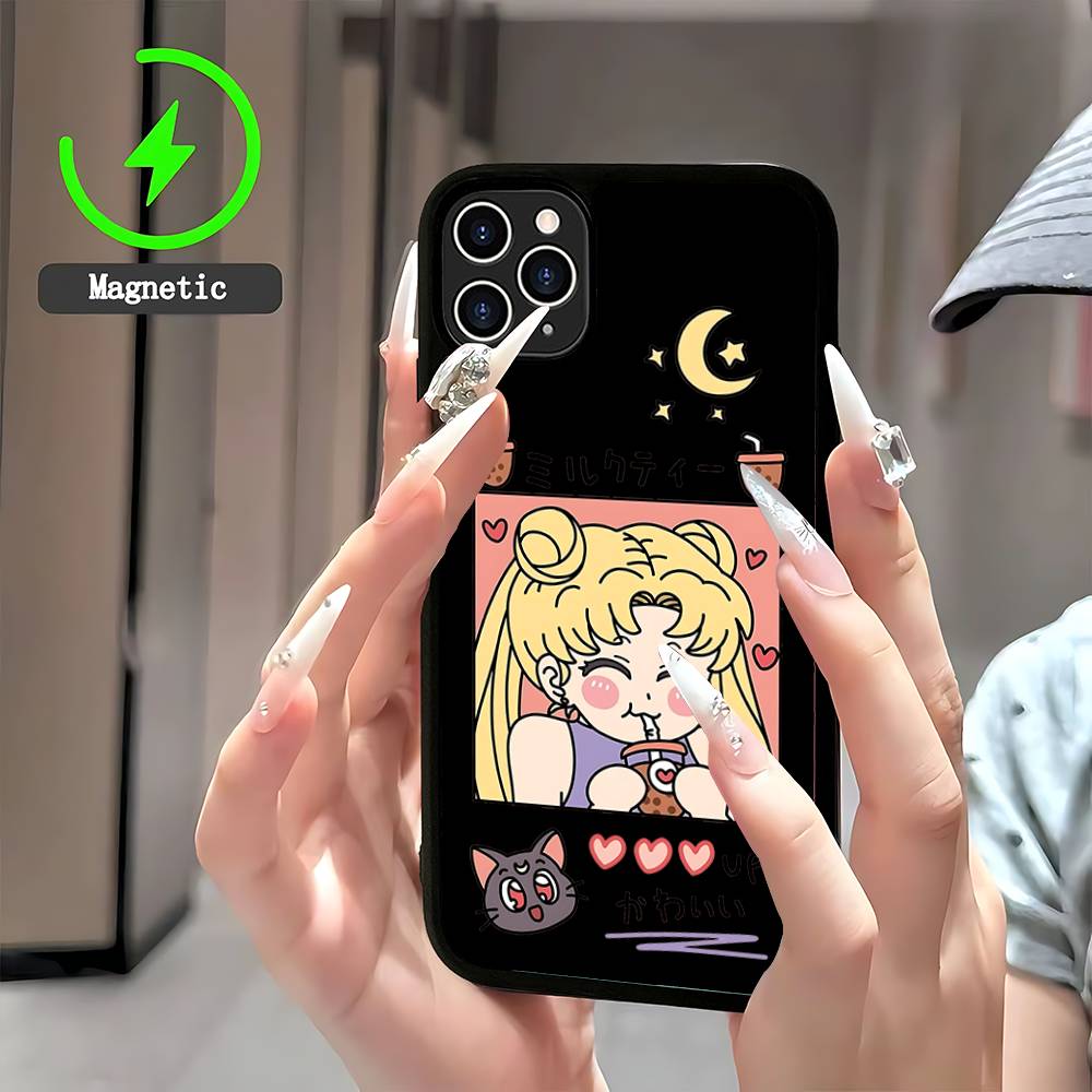 Anime Sailor Moon Handyhülle Magnetische Hülle Für IPhone 16 14 13 12 11 15 Pro Max Plus Für Magsafe Kabelloses Lade Cover