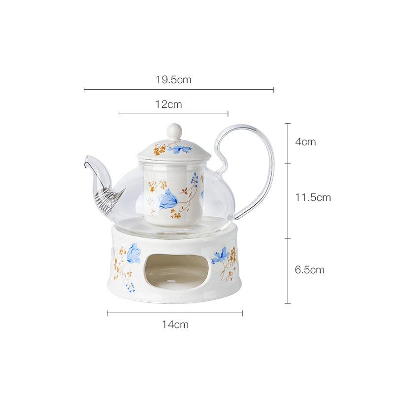 

Элегантный европейский керамический стеклянный чайник, набор с подогревателем для свечи для послеобеденного чая и фруктово-цветочного чая