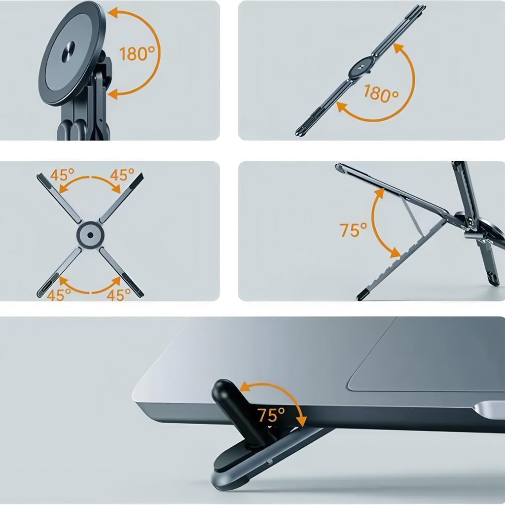 Tragbarer magnetischer Handyhalter & Selfie-Stick 3-in-1 faltbarer Stativständer für iPhone iPad Tablet Laptop Desktop-Nutzung