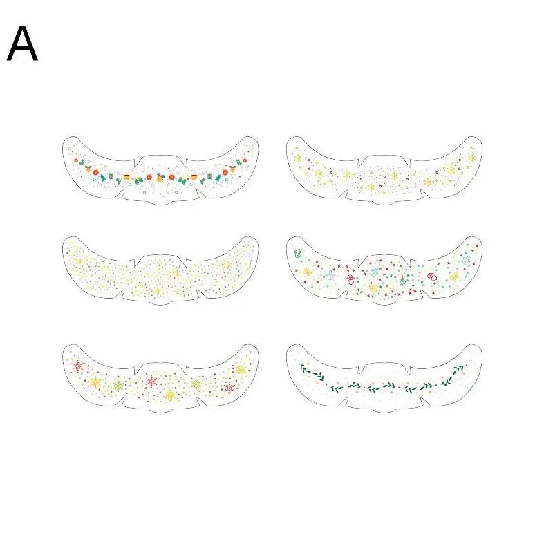 

6 Sheets Christmas Glitter Freckles Holographic Stickers Santa Claus Bell Snowman Temporary Tattoo Stickers For Festival Party