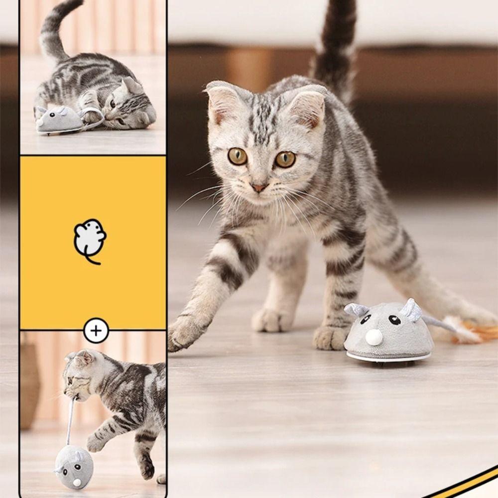 Squeaky Mouse Moving Cat Toy Automatic Sensing Plush Mouse Kitten Toy  Playing Game