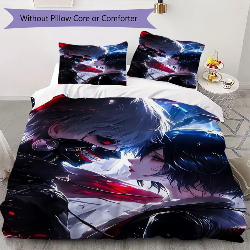 Tokyo Ghoul Pattern Bedding uilt Set uilt Cover Pillowcase Home Decoration Birthday Gift (1 * duvet cover + 2 * pillowcase without core)220