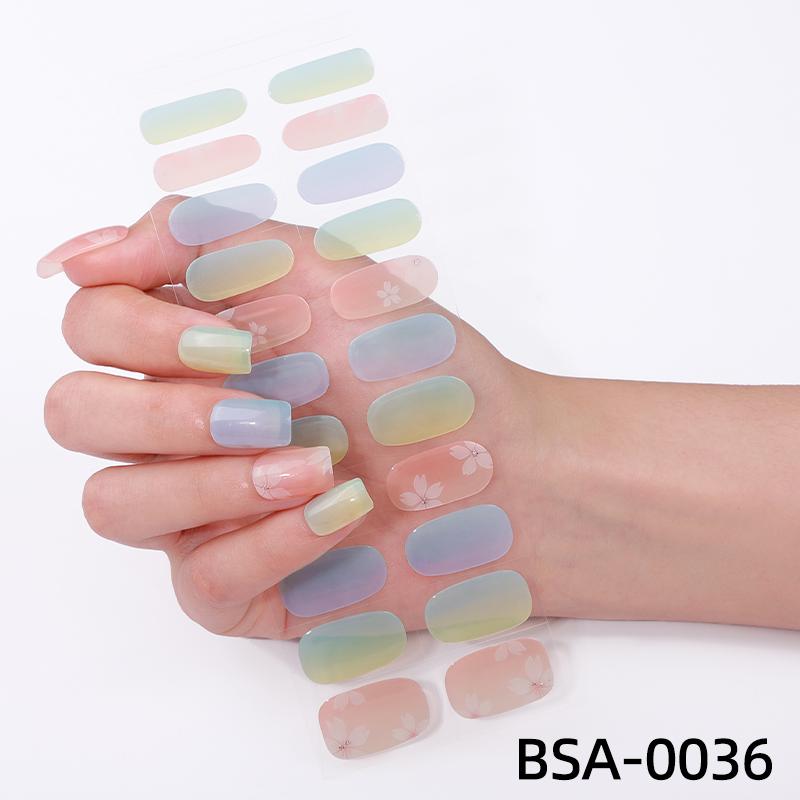 Hot Selling High Quality Low Price Glitter UV Free Gel Nail Stickers Long Lasting Nail Stickers Uv Free Gel Nail Stickers