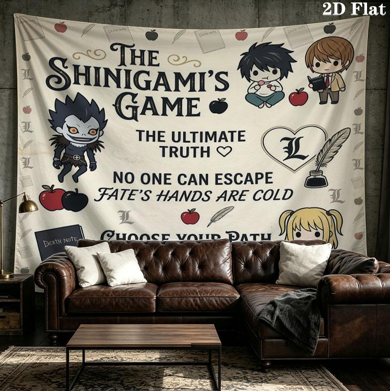 Arazzo da Parete Death Note Appeso Estetico Coperta in Tessuto Stampato Arazzi Decorativi per Camera da Letto Soggiorno Decorazioni per la Casa