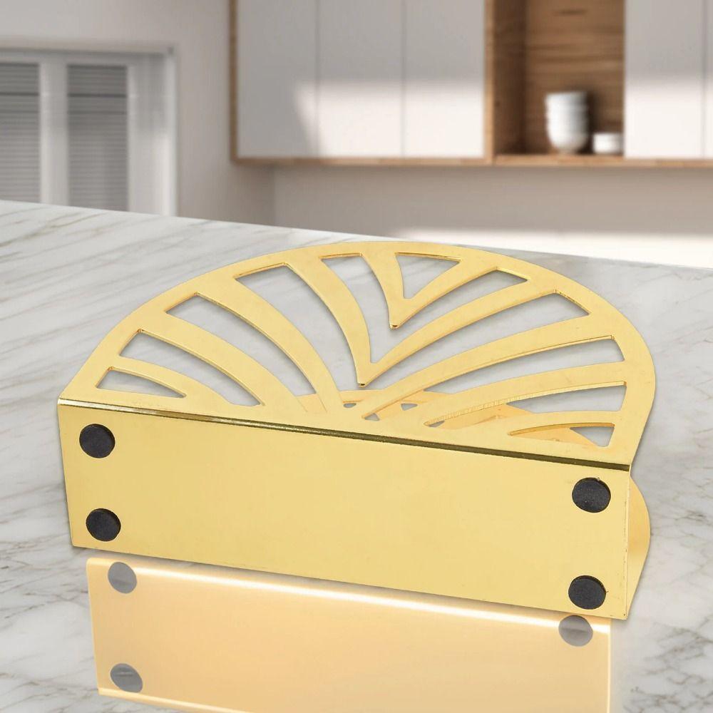Non-slip Bottom Iron Art Paper Towel Holder Hollow Desktop Tissue Stand  Home