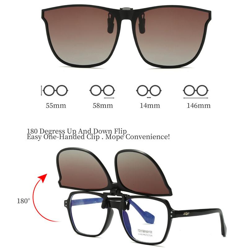 Clip On Sunglasses Men Photochromic Night Vision Anti Glare Vintage Square Glasses for Driving