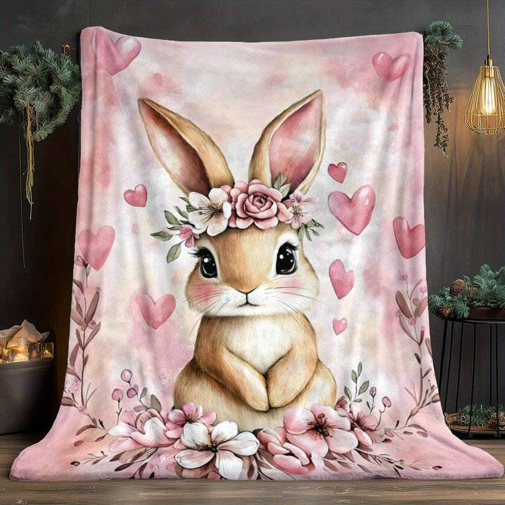 1pc of Adorable Rabbit-Themed Blanket - a Lightweight Bedding Accessory Perfect for Sofas, Beds, Travel, Camping, Living Rooms, Offices, And