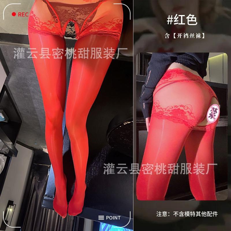 Sex stockings sexy high waist hip lift open socks temptation transparent oily silky slippery tights free