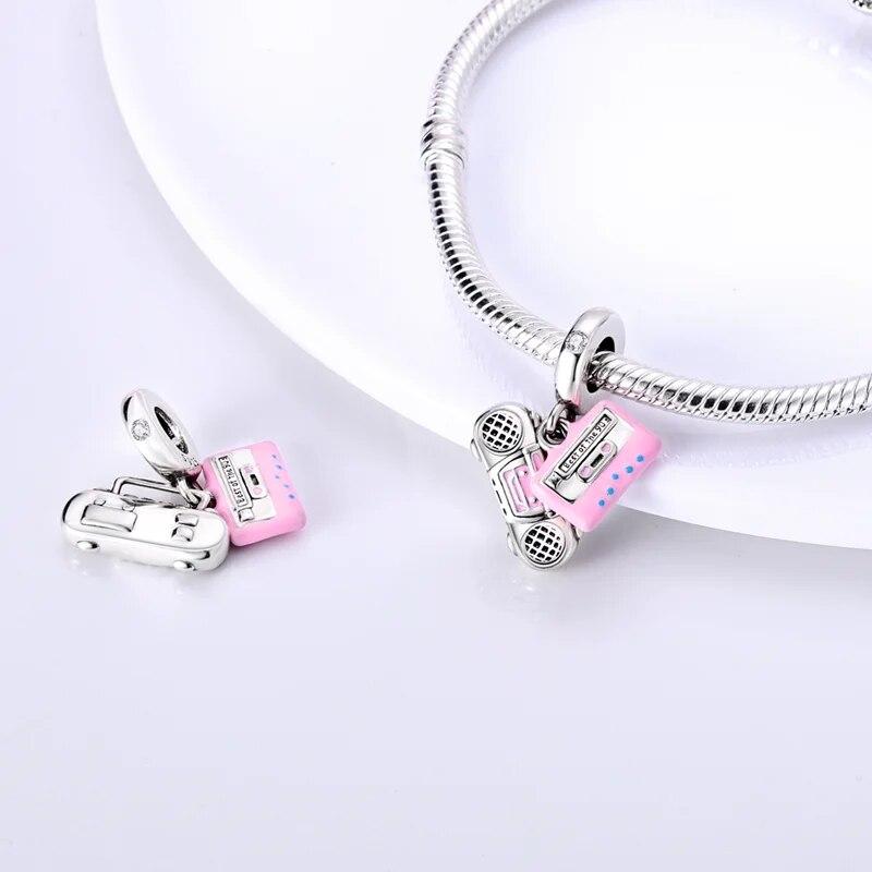 100 %925 Silver Funny Playable Charms Beads Smart Watch Tarot Bike Travel Dangle Fit Original New Bracelet Diy Jewelry