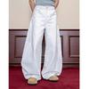 New White Casual Jeans for Men, Loose Straight-leg, Floor-length Wide-leg Pants