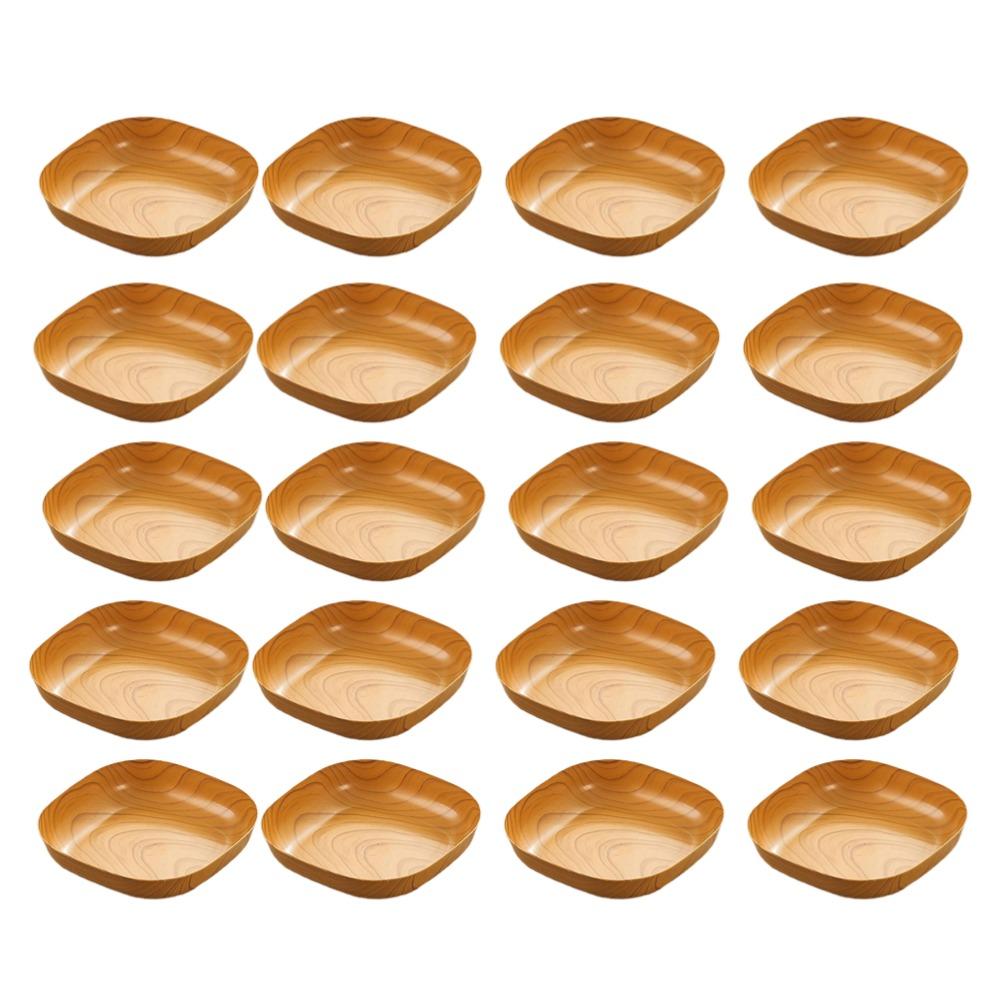 Kitchen Wood Grain Plastic Square Tray Plate Dried Fruit Fruit Cake Snack Plates Simple Snack Tea Art Dish Bone Spitting Dish