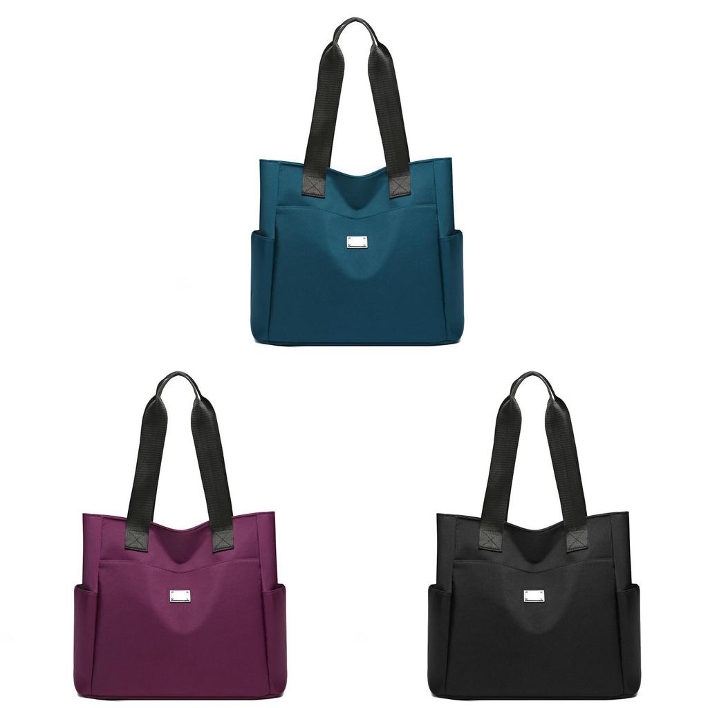 Borsa a Tote in Nylon da Donna Grande Capacità Stile Urbano Con Chiusura a Zip Per Uso Quotidiano