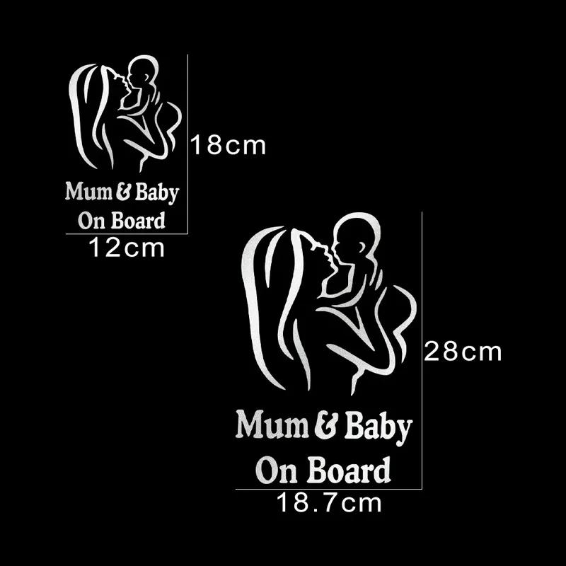 Mum and Baby on Board Sticker Car Warning Safety Creative Vinyl Film Decals Figure Styling Windshield Sticker Decor Accessories