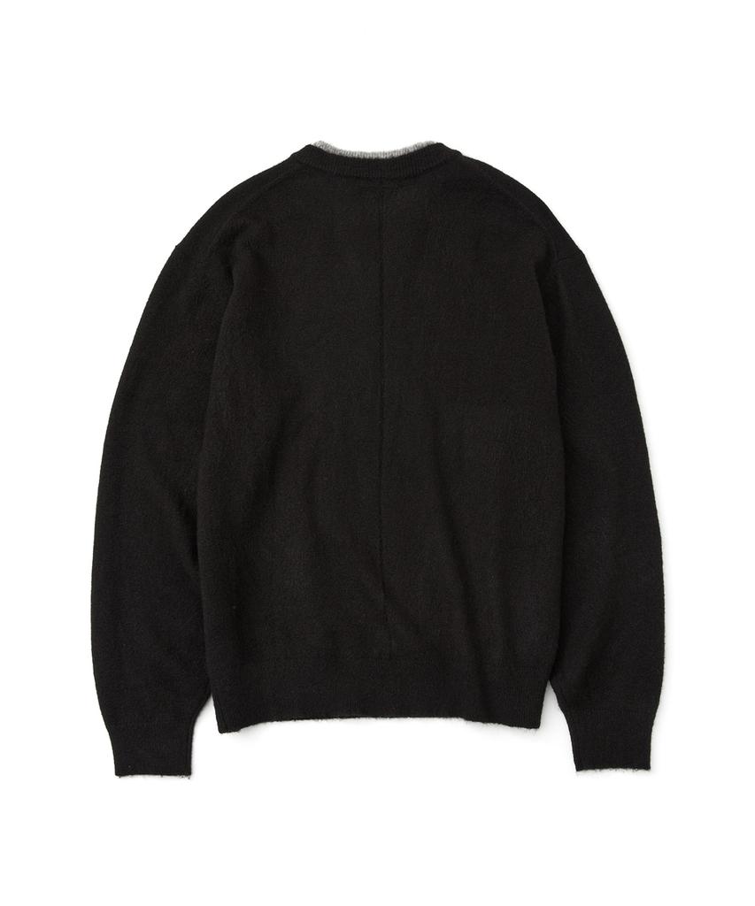WMC Layered Henley Neck Knit_Black