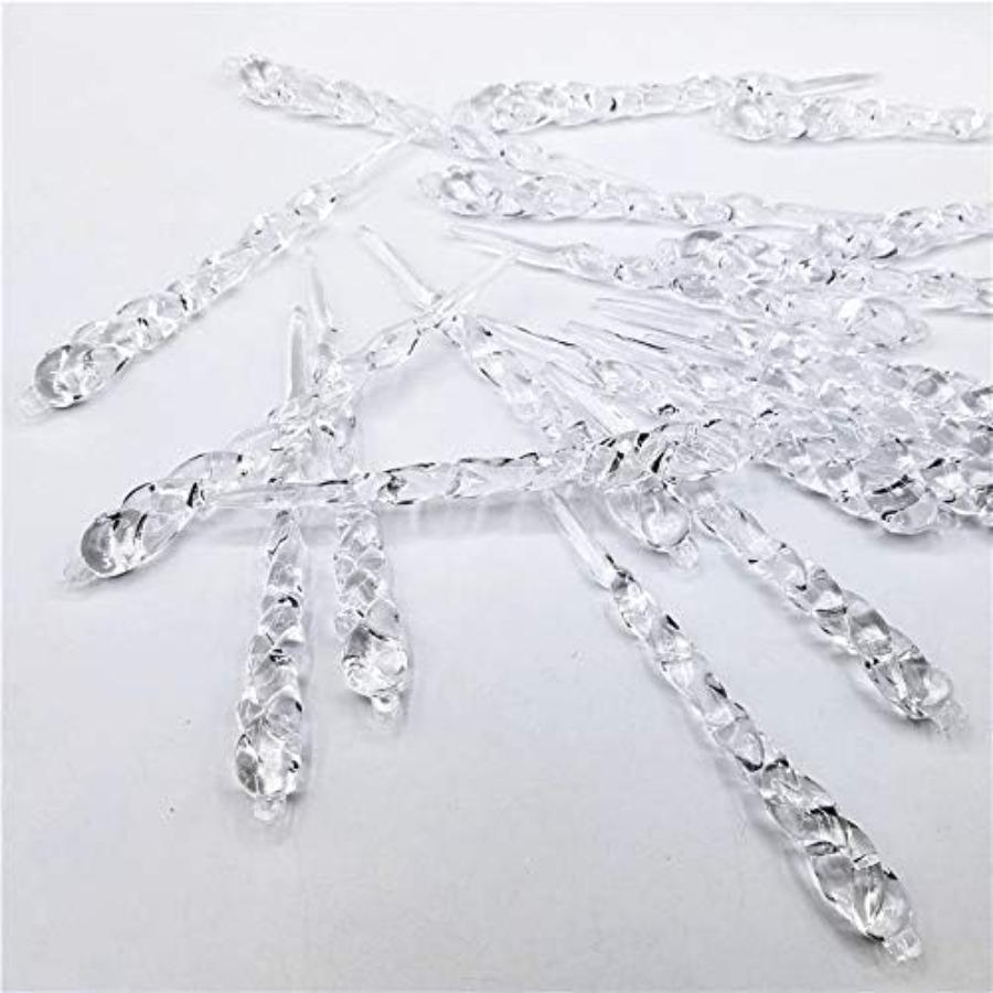 Transparent Ice Pillar Ornaments for Christmas Tree - Set of 12 Acrylic Decorations, Ideal for Holiday and Wedding Party Decor, Easy To Install