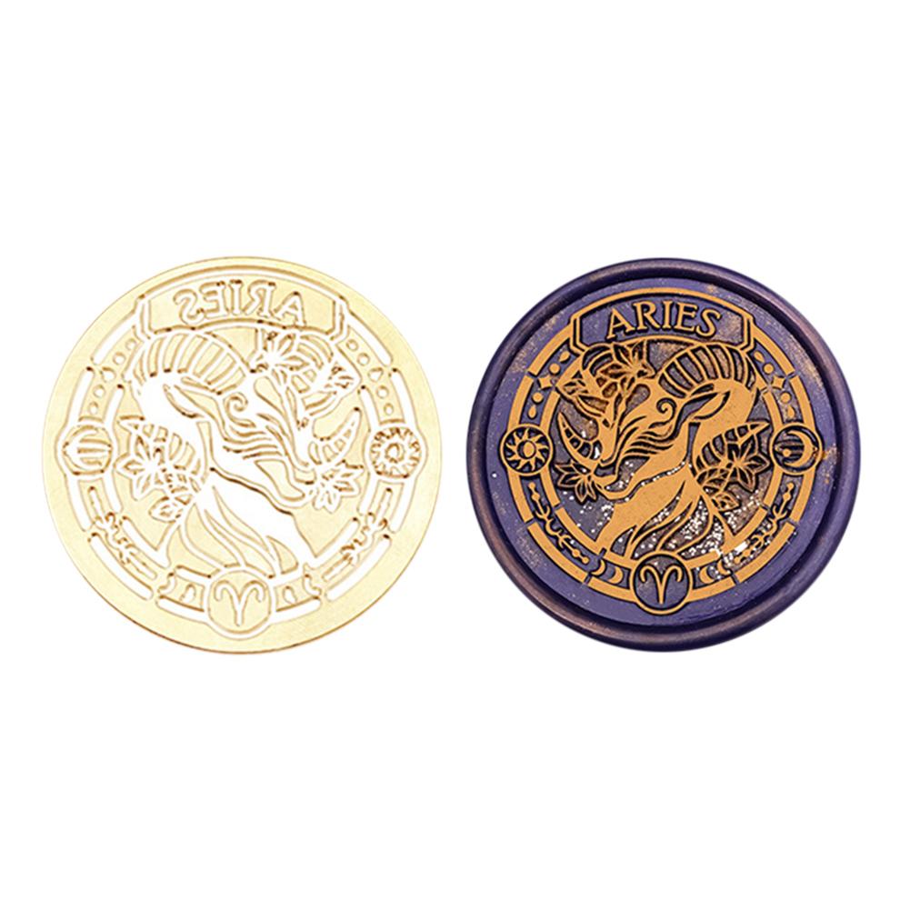 Twelve Constellations Seal Copper Head Classic Vintage Stamps Print Head DIY Manual Account Invitation Envelope for Wedding Card