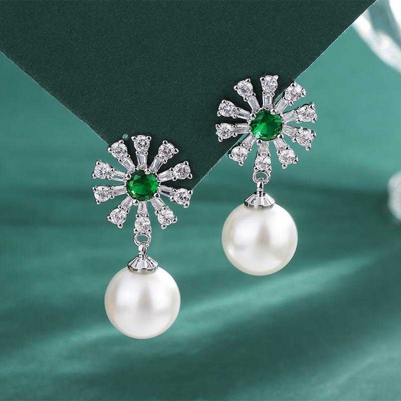New Emerald Pearl Pendant, Purple Gemstone Earrings, Australian Fritillary Pearl Necklace Inlaid with Gemstones, Pearl Stud Earrings.