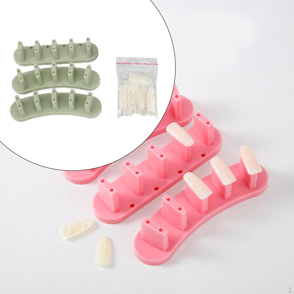 3 Pieces Acrylic Nail Art Display Stand Tips Practice Holder, DIY Training Tools with 10