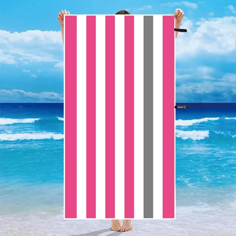 1pc Striped Swimming Beach Towel Also Functions As A Sports Mat Absorbent Soft Quick-Drying and Durable