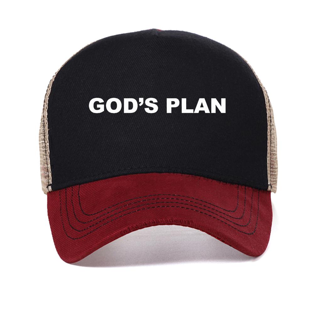 Gods Plan Graphic Printing baseball cap Summer Men s and Women s Street Fashion Trend Clothing Snapback hats Visor Trucker hat Adjustable красный