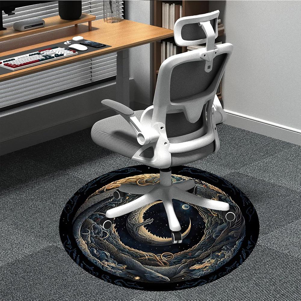 

1pc Serpent Moon Chair Carpet for Office Non-Slip Mat for Office - Decorative Floor Mat yy251030272 80cm by 80cm