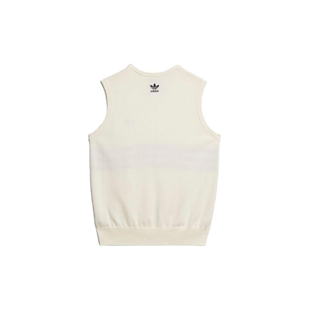 Adidas Originals X Human Made Heart Embroidered Logo V-Neck Striped Knit Vest Men Tops White GM4631
