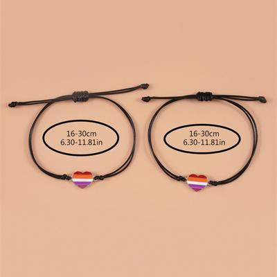 2 Stück Regenbogenfarben Herz Armband Verstellbare Geflochtene Seilarmbänder Glücksbringer