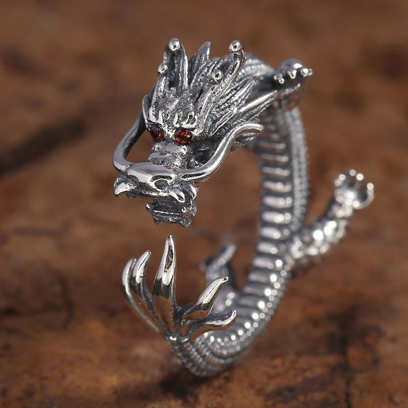 Buyee   Copper Male Unique Ring Finger Elegant Chinese Drag Open Ring For Men Fashion Animal Fine Jewelry Circle