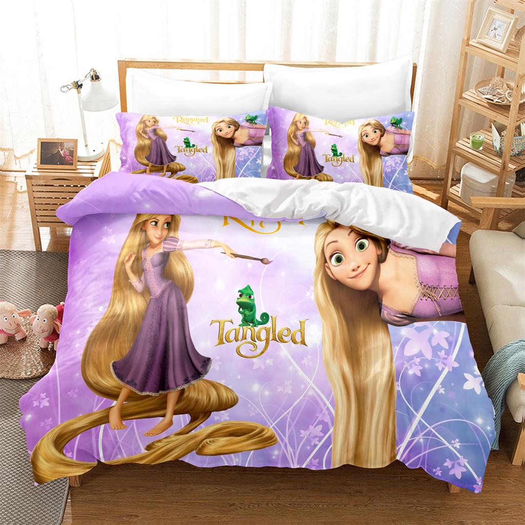 Princess Series Disney Princess Aina Christmas Gifts 3D Children'S Bedding Set 3-Piece Comforte 100% Polyester Anime Home